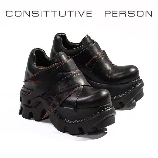 “Feather Dream in Spring” | Leather Round - Toe All - Shoes - Black