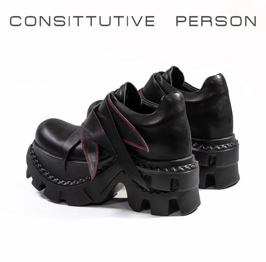 “Feather Dream in Spring” | Leather Round - Toe All - Shoes - Black